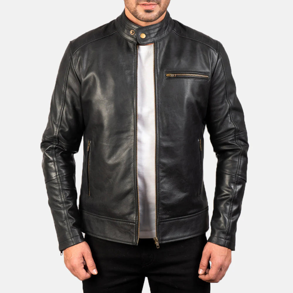 NOVRIC Dean Black Leather Biker Jacket