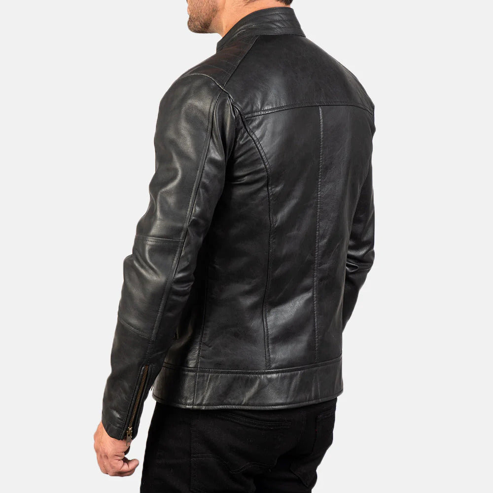 NOVRIC Dean Black Leather Biker Jacket