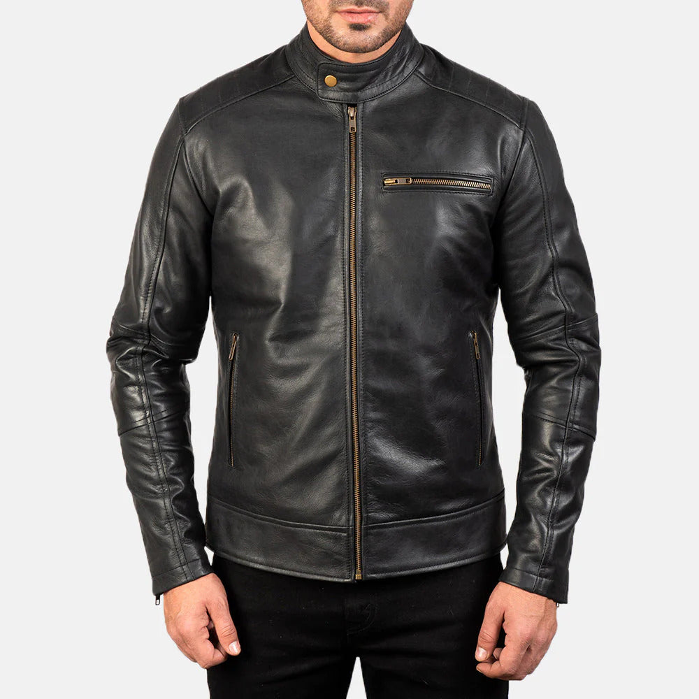 NOVRIC Dean Black Leather Biker Jacket