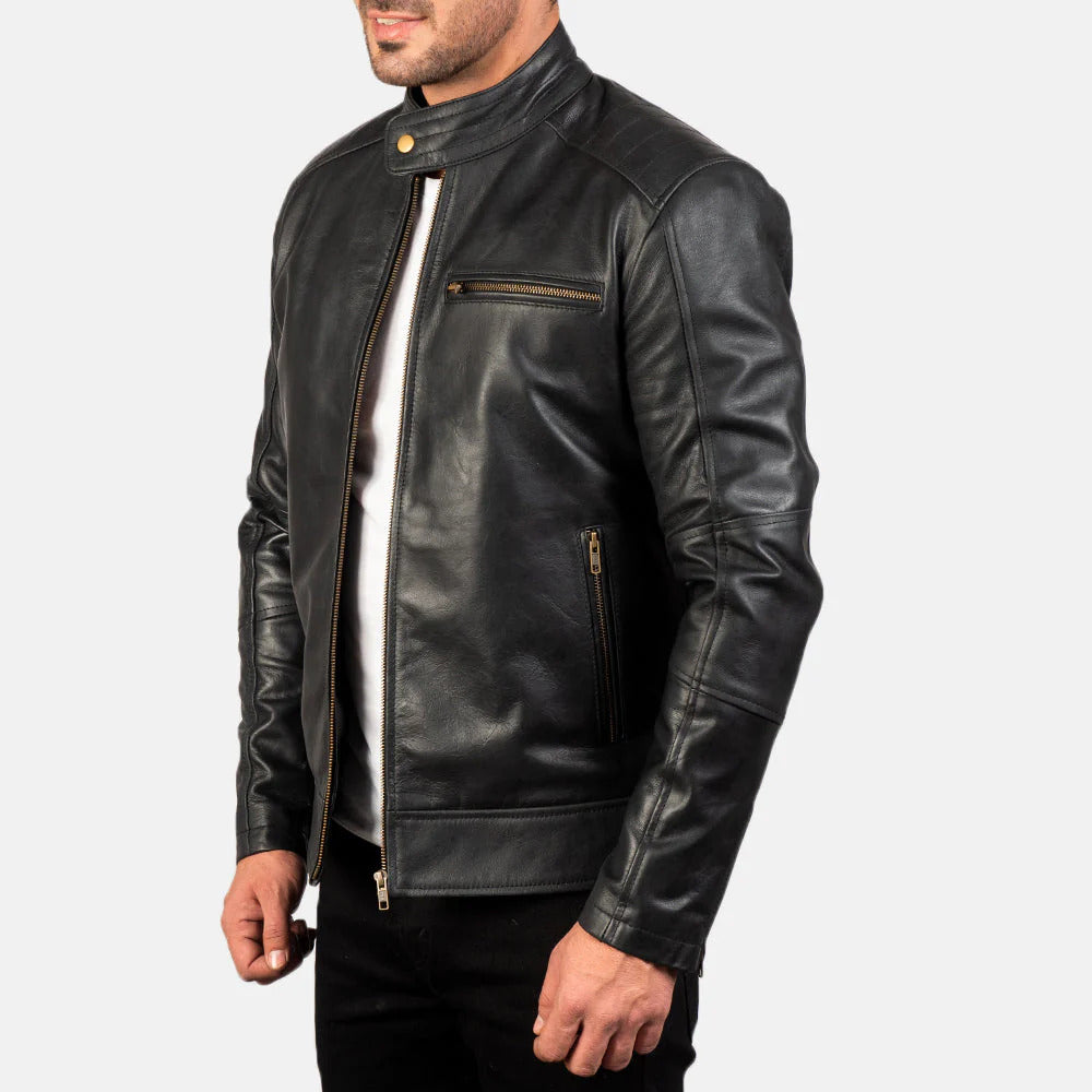 NOVRIC Dean Black Leather Biker Jacket