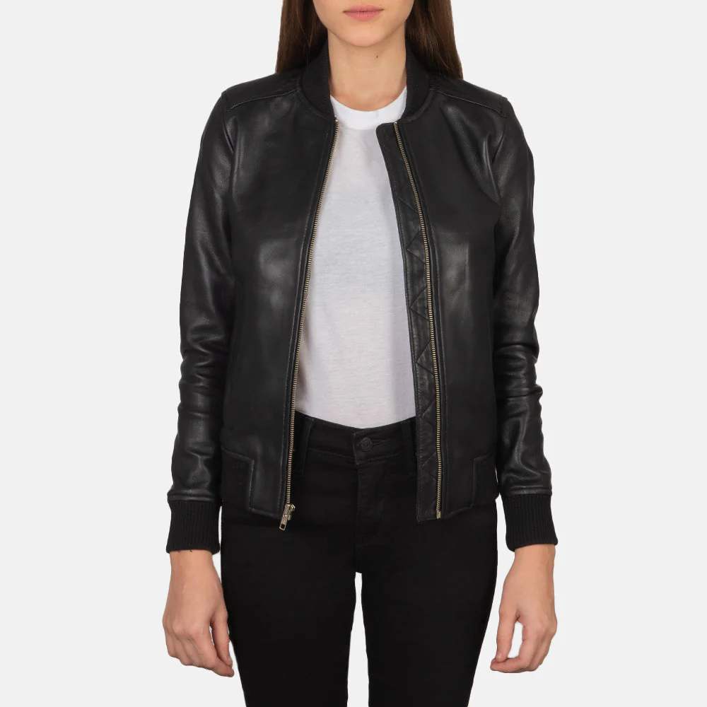 NOVRIC Flashback Women's Black Leather Biker Jacket
