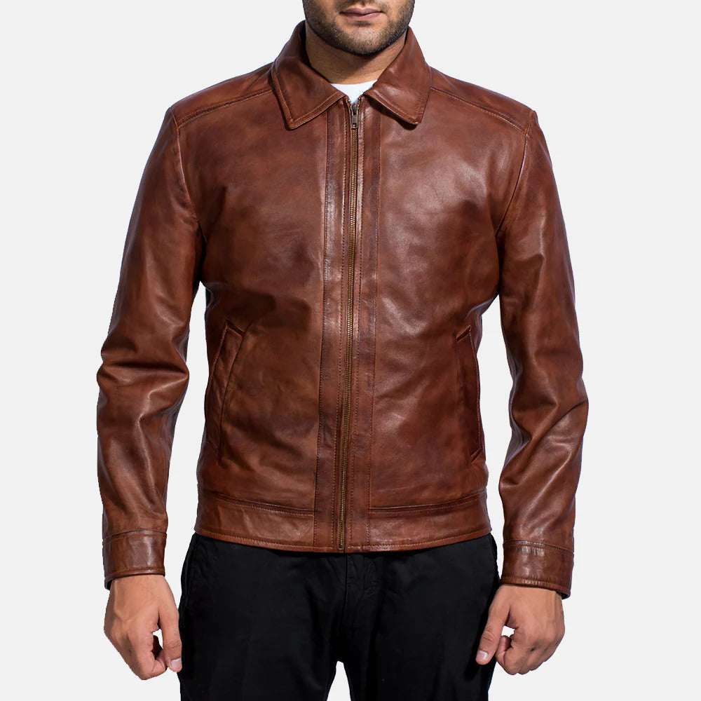 NOVRIC Inferno Brown Leather Jacke