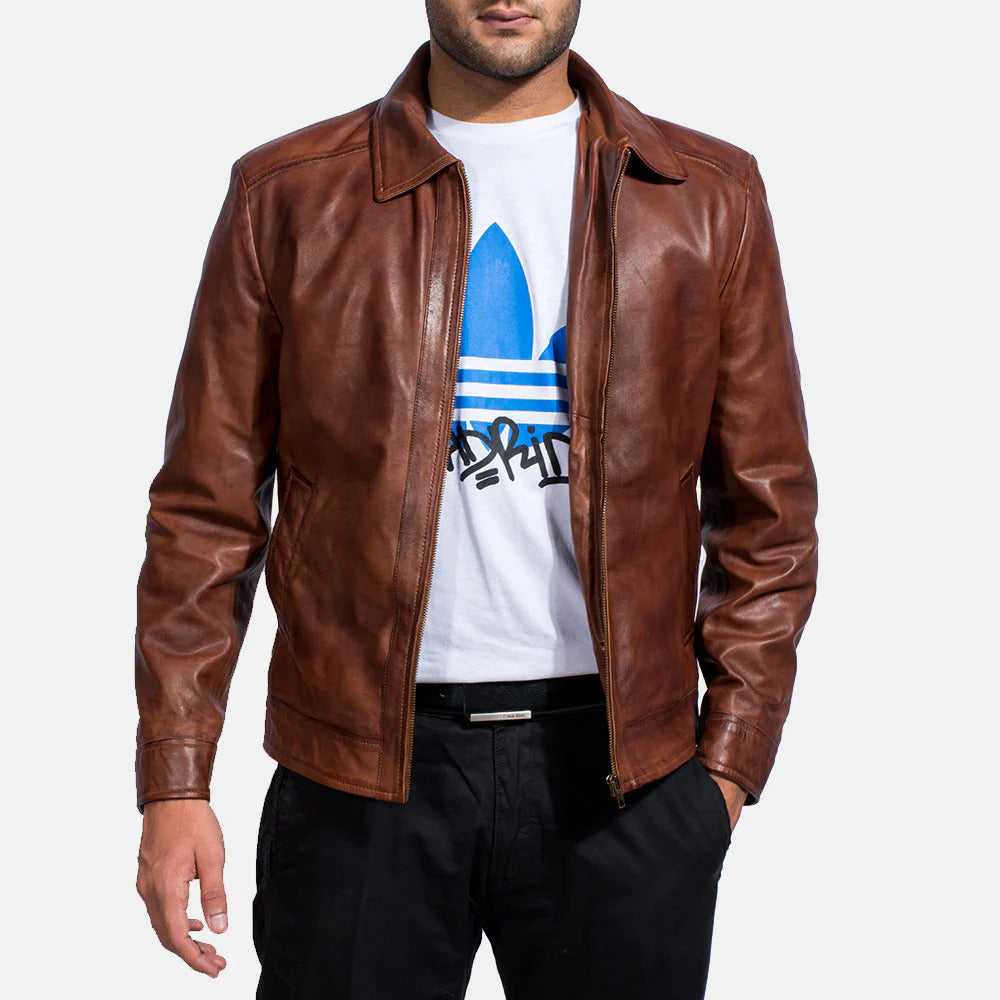 NOVRIC Inferno Brown Leather Jacke