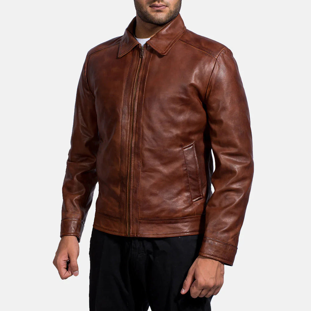 NOVRIC Inferno Brown Leather Jacke