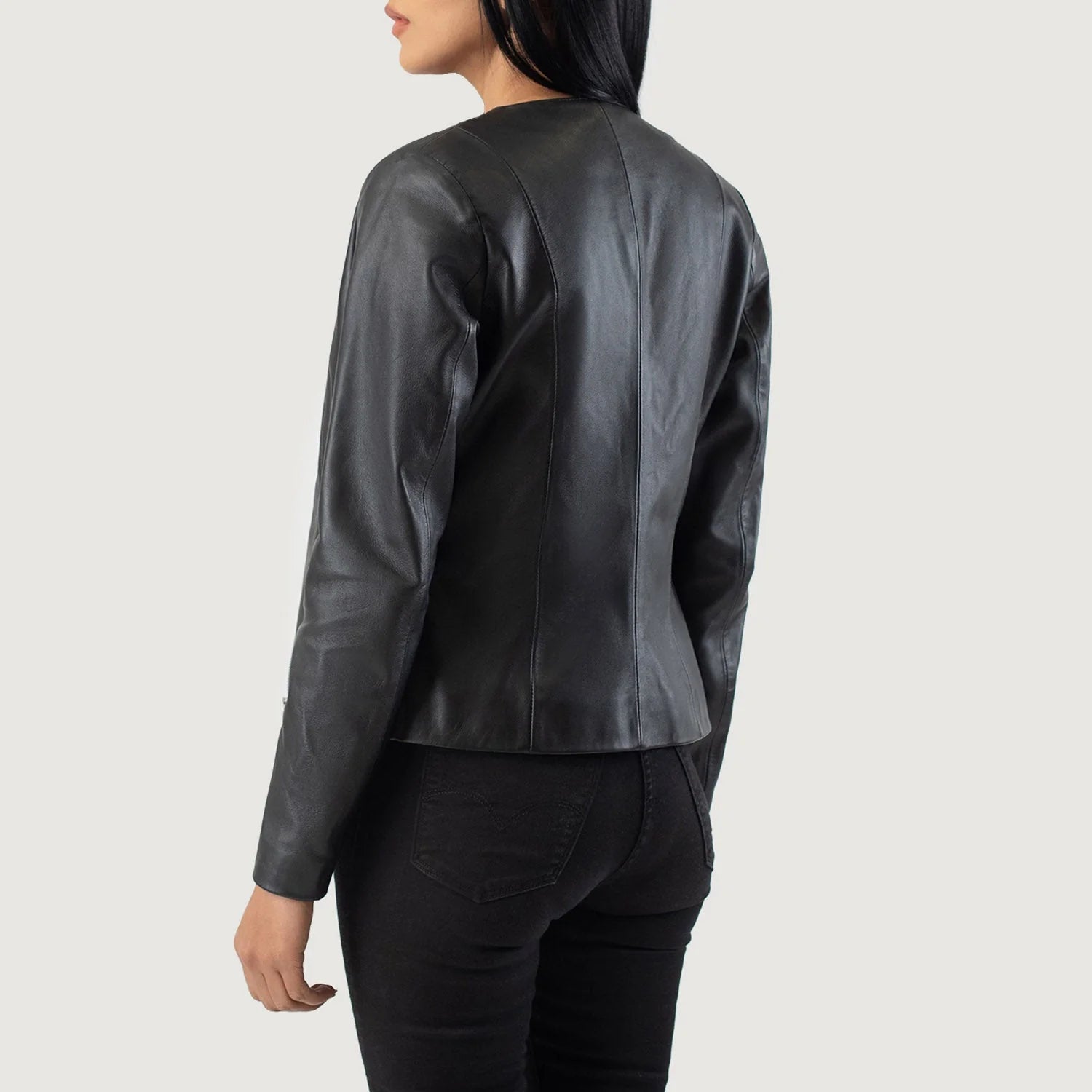 Novric Elixir Black Collarless Leather Jacket