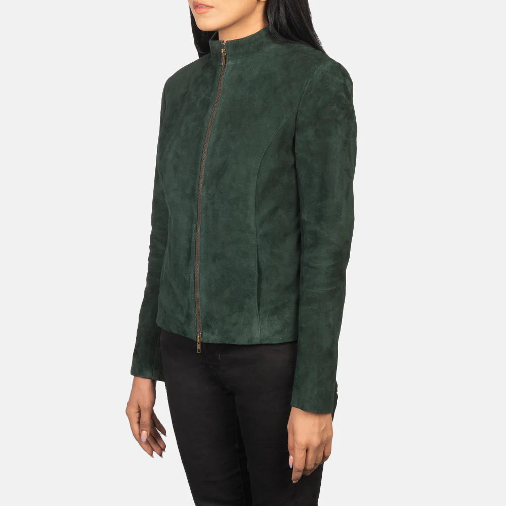 Novric Rumella Green Suede Leather Jacket