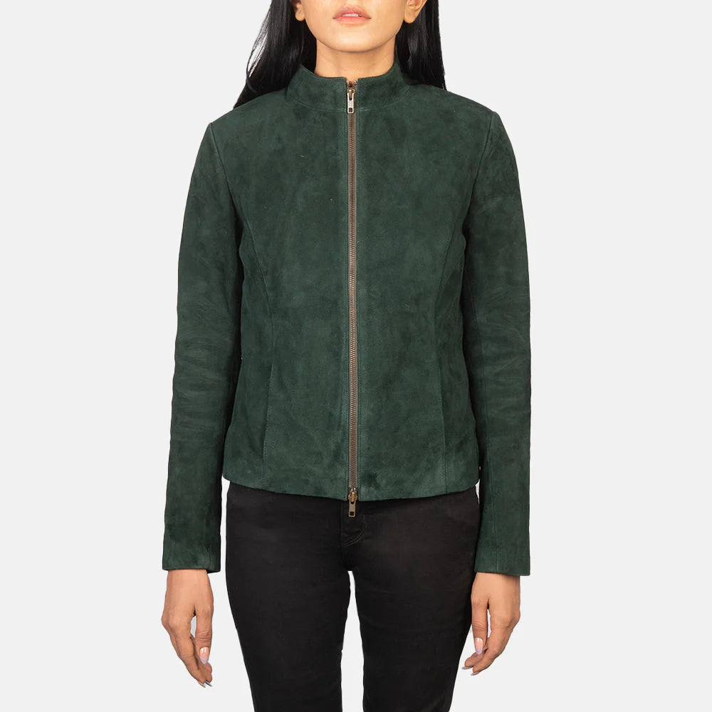 Novric Rumella Green Suede Leather Jacket