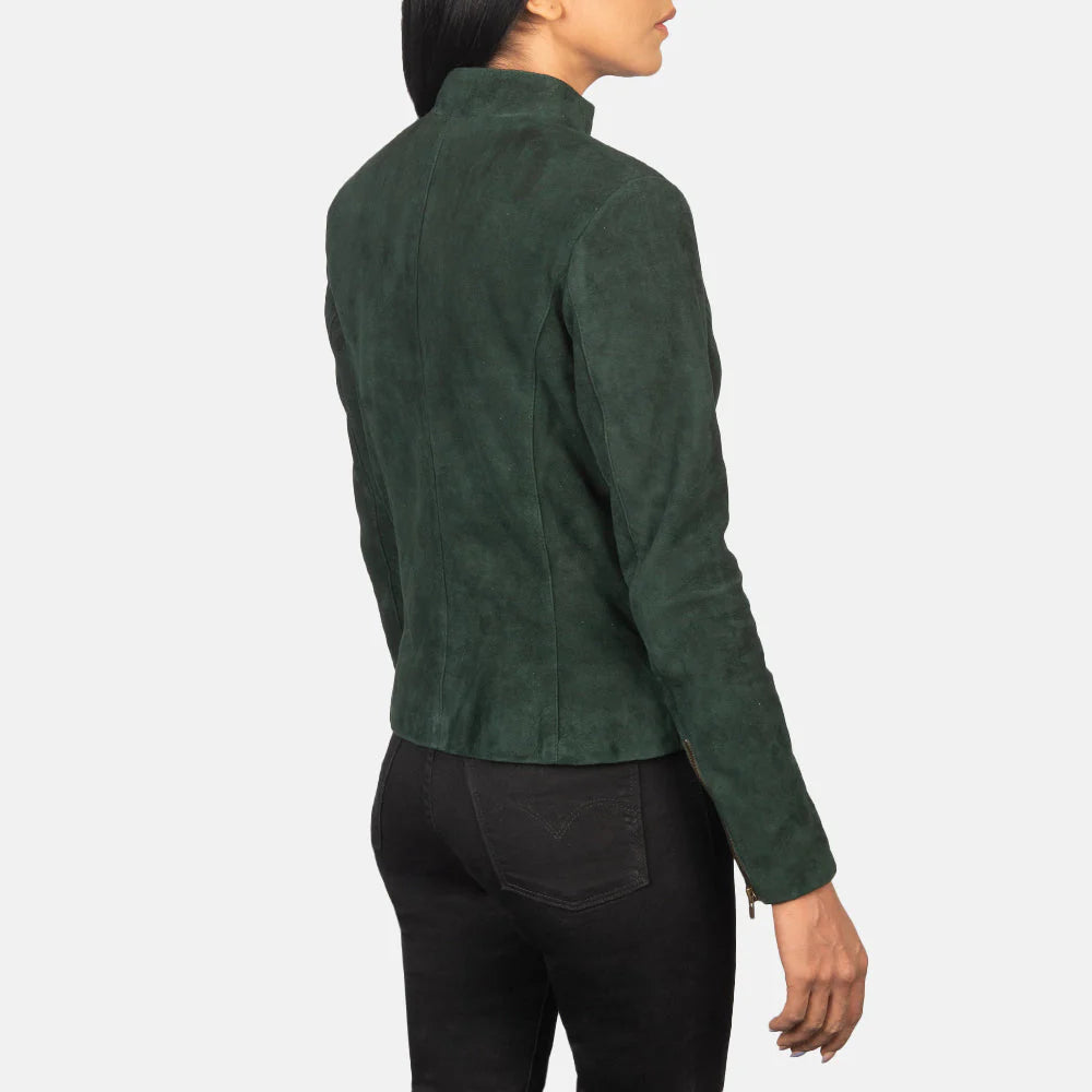 Novric Rumella Green Suede Leather Jacket