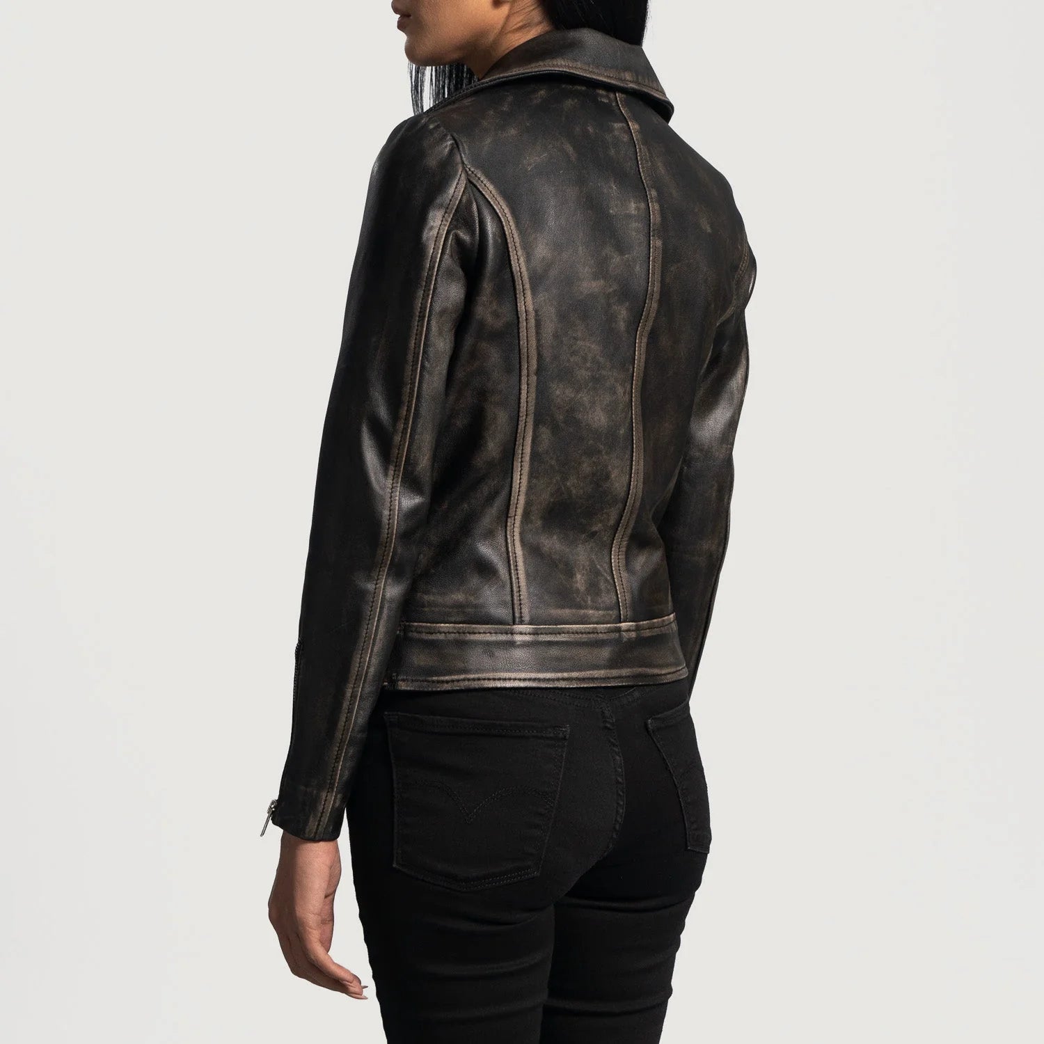 Novric Rumy Distressed Brown Leather Biker Jacket