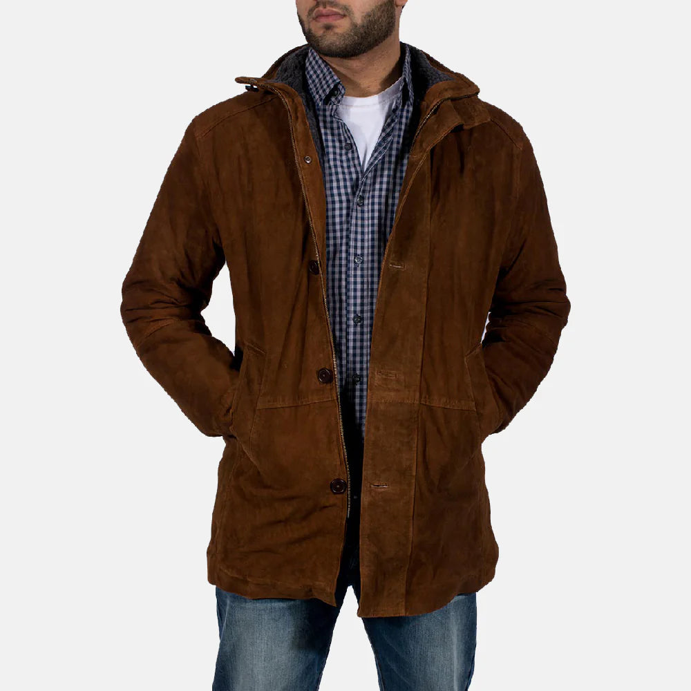 Novric Sheriff Brown Suede Leather Jacket