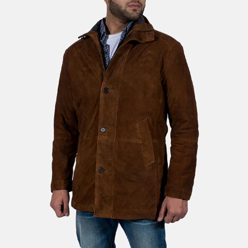 Novric Sheriff Brown Suede Leather Jacket